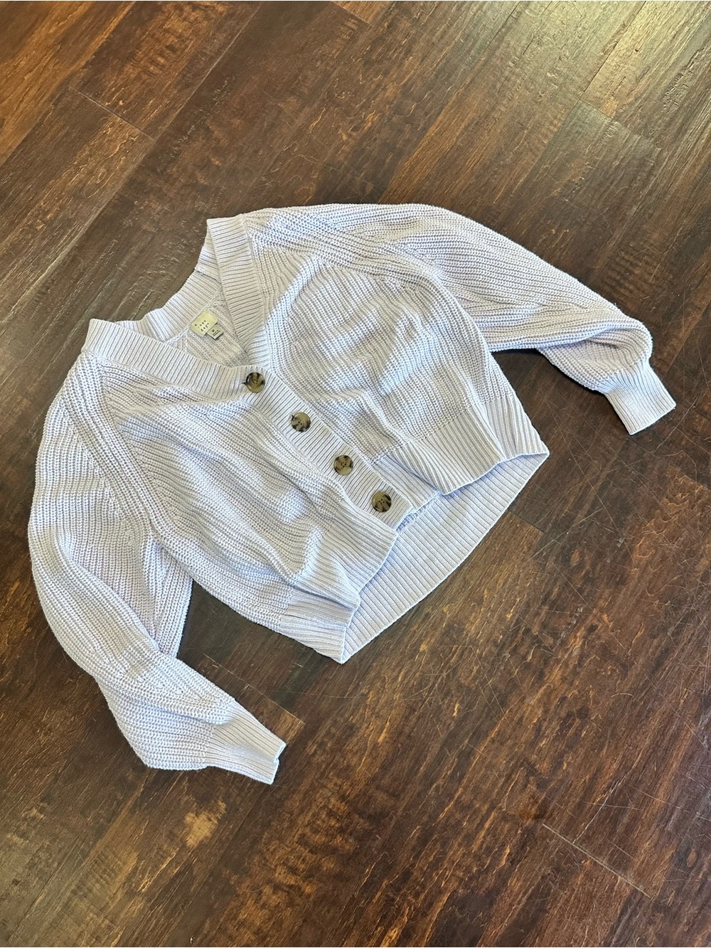 a new day Light Lavender Cropped Button-Front Knit Cardigan